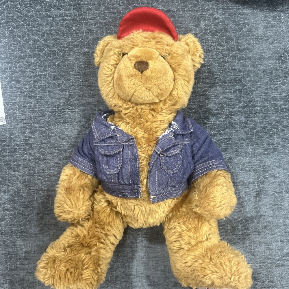 H-E-B Commonweath 2005 100th Anniversary Stuffed Teddy Bear Denim Jacket & Hat